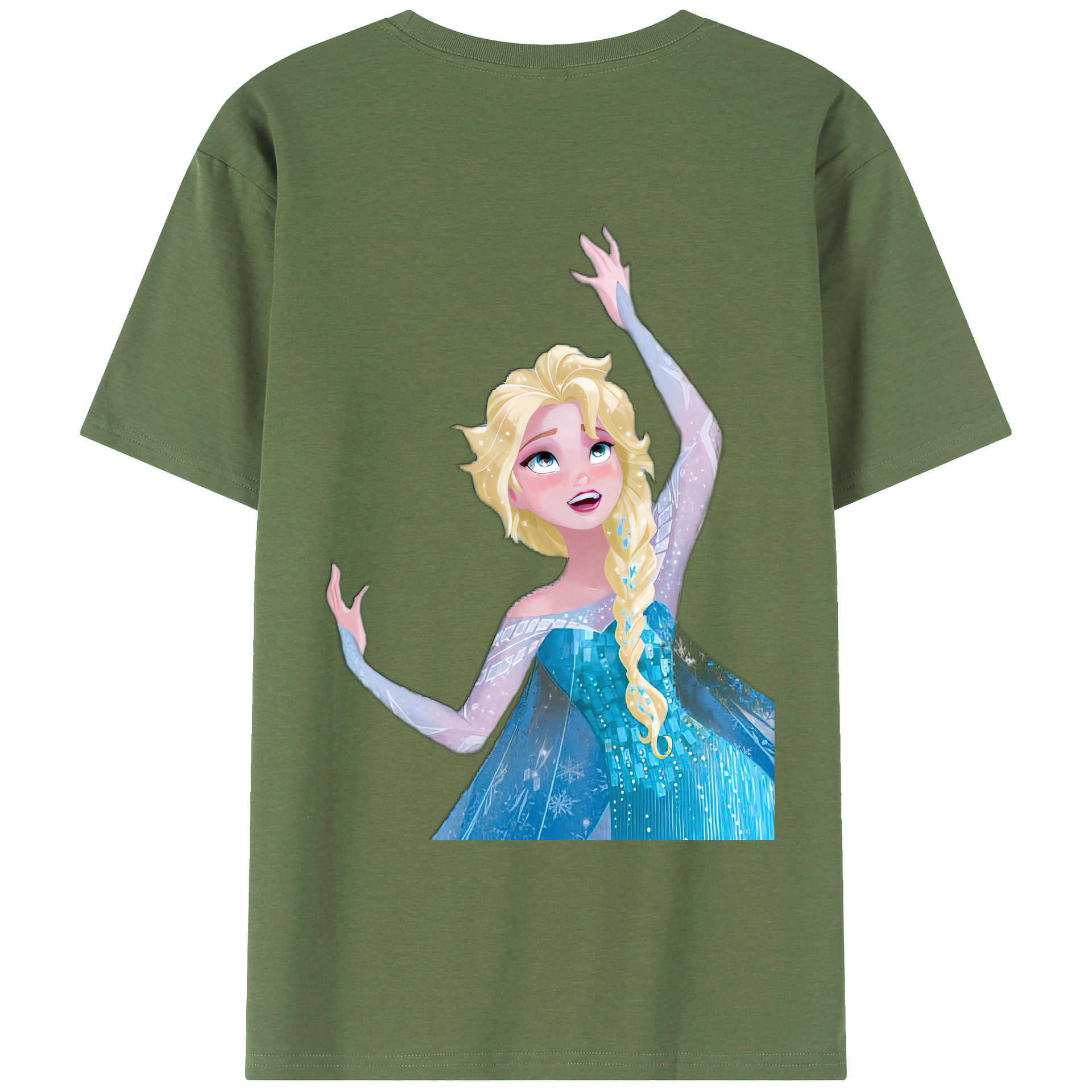 （画像用） アナと雪の女王 アンナ エルサ Frozen Anna Elsa 綿100％ メンズ半袖Tシャツ（バックプリント） 通気性